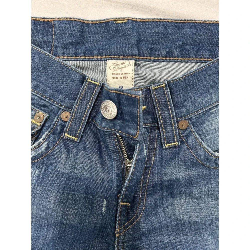 True Religion Billy Patchwork Distressed Jeans Mens 30 x31 Made in USA Blue Med